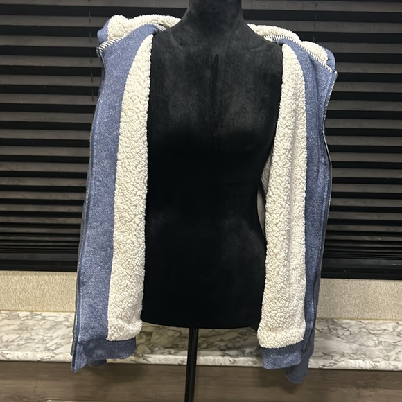 Roxy Women’s Blue Trippin Sherpa Zip Up Hoodie Size XL - Picture 6 of 8